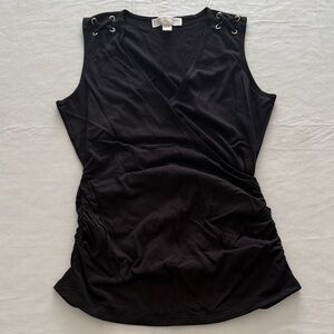 Michael Kors Women's Black Wrap Tank Top Shoulder Detail Size M
